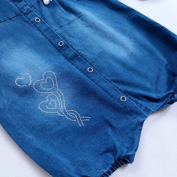 رامپر جین نوزادی دخترانه قلب نگینی