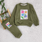 بلوز شلوار دخترانه طرح گل پاریس جنس پنبه نرم و لطیف مناسب 2 تا 4 سال