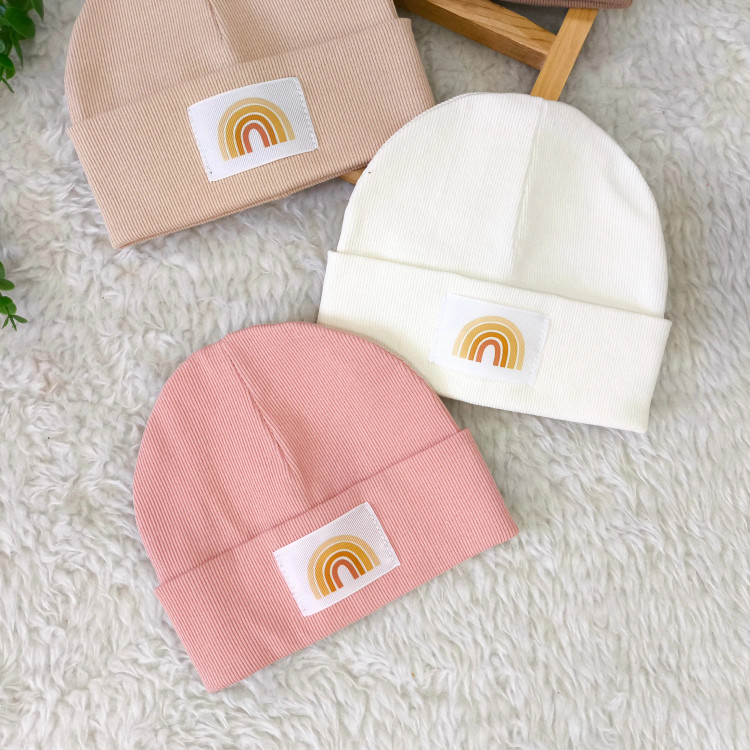 کلاه نوزادی طرح رنگین کمان | جنس کبریتی | مناسب 3 ماه تا 2 سال