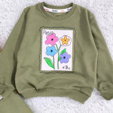 بلوز شلوار دخترانه طرح گل پاریس جنس پنبه نرم و لطیف مناسب 2 تا 4 سال