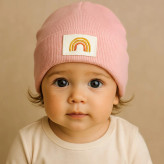 کلاه نوزادی طرح رنگین کمان | جنس کبریتی | مناسب 3 ماه تا 2 سال