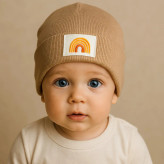 کلاه نوزادی طرح رنگین کمان | جنس کبریتی | مناسب 3 ماه تا 2 سال