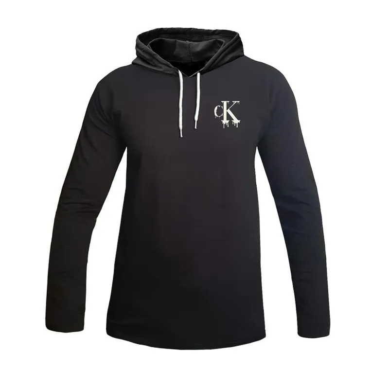 تیشرت کلاه دار مردانه طرح دار چهار فصل سفید و مشکی