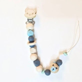 بند پستانک چوبی سیلیکونی طرح خرس برای نوزادان و سیسمونی | گیره دار و ضد پارگی