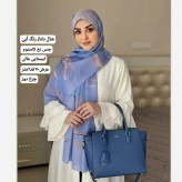 شال زنانه طرح آبرنگی آبی جنس نخ کاستوم سایز 70x200 سانتی متر