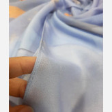 شال زنانه طرح آبرنگی آبی جنس نخ کاستوم سایز 70x200 سانتی متر