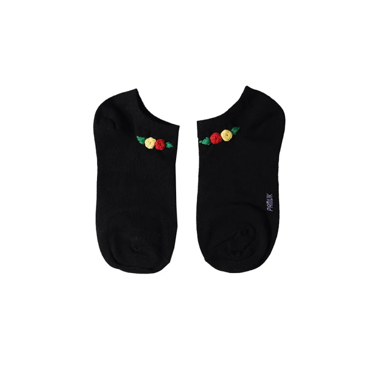 جوراب زنانه طرح گل گلدوزی شده مشکی فری سایز مناسب 36 تا 40