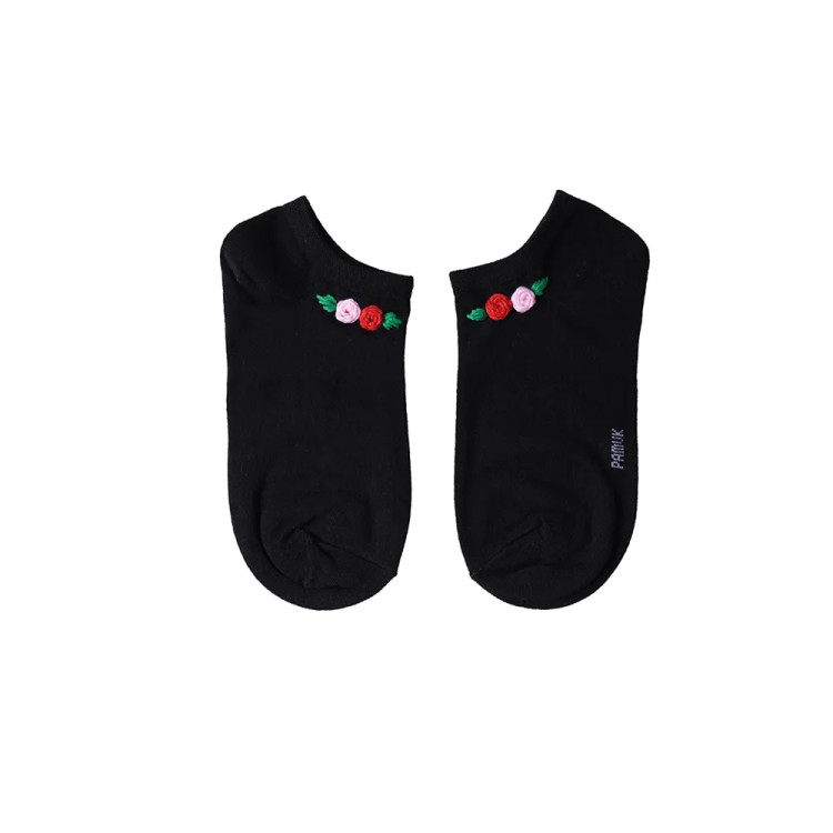 جوراب زنانه طرح گل گلدوزی شده مشکی فری سایز مناسب 36 تا 40